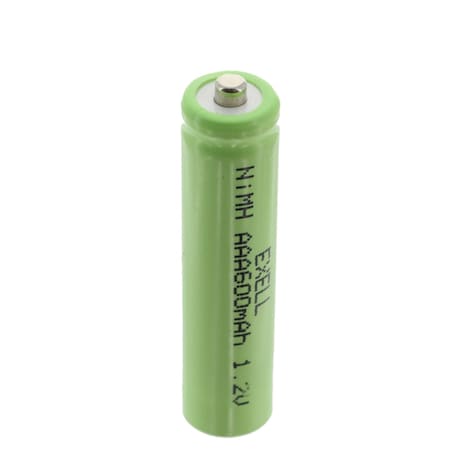 Exell Battery 1.2V NIMH AAA 600mAh Rechargeable Button Top Battery EBC-521
